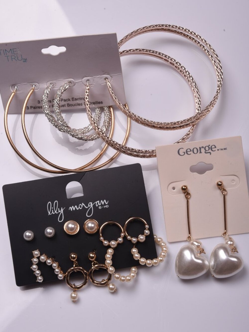 Mixed Fashion Earring Lot – Time and Tru & George Jewelry (3 Card Set)